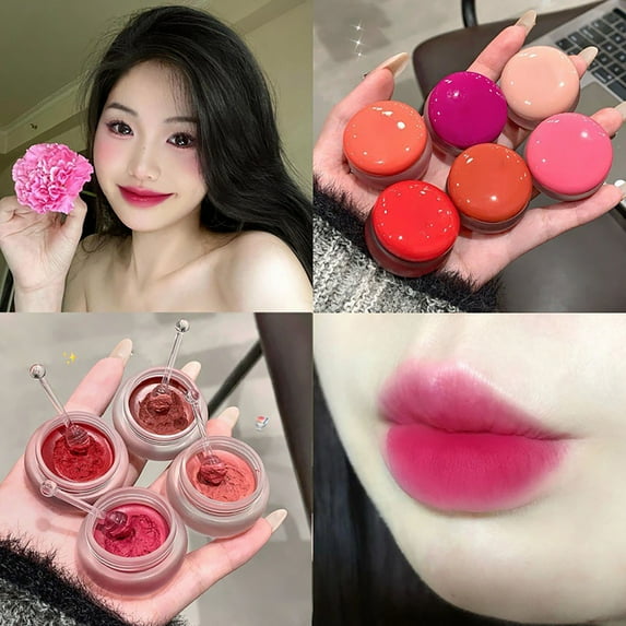 HYLLai 2-in-1 Matte Makeup Pudding, Cream Blush & Lip Tint, Buildable Color for Cheeks & Lips, Natural Finish, Travel-Size (D)