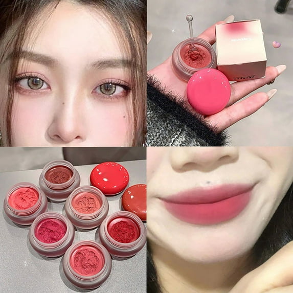 HYLLai 2-in-1 Matte Makeup Pudding, Cream Blush & Lip Tint, Buildable Color for Cheeks & Lips, Natural Finish, Travel-Size (E)