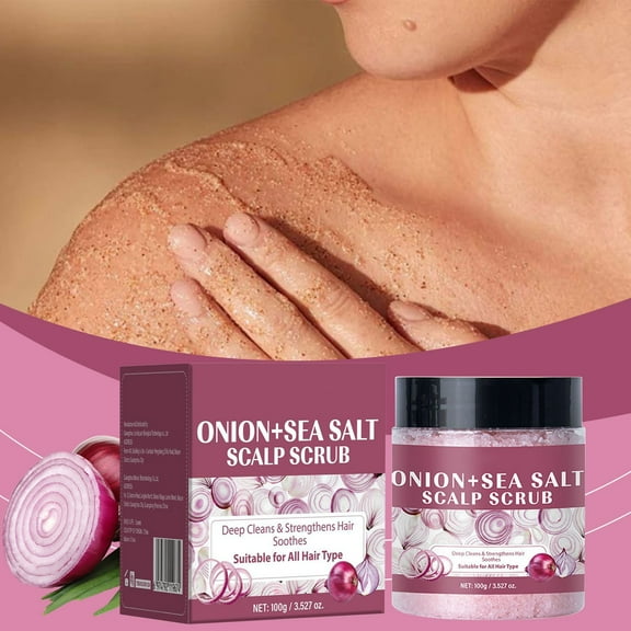HYLLai 2-in-1 Onion Scalp Scrub with Biotin - Gentle Exfoliation to Remove Product Buildup, Includes Silicone Massager for Hair Growth Stimulation, 100g
