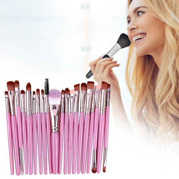 HYLLai 20-Piece Professional Eye Makeup Brush Set with Soft Synthetic Bristles, Wooden Handles, and Cloth Bag - Complete Beauty Tools for Contouring, Blending, and Smokey Eyes (G