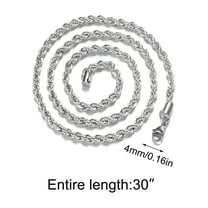 HYLLai 30 Inch Silver 4MM Twisted Rope Chain Necklace for Women & Men, Lightweight Durable Jewelry, Adjustable, Gift for Anniversary