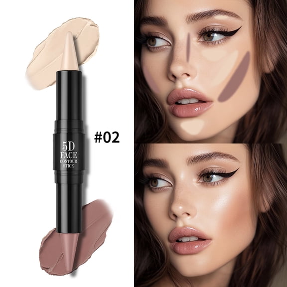 HYLLai 5D Facial Contouring and Highlighting Stick, Double-Ended Nose Sculpting Pen for Face Shaping, Easy Blendable Makeup Tool (B)