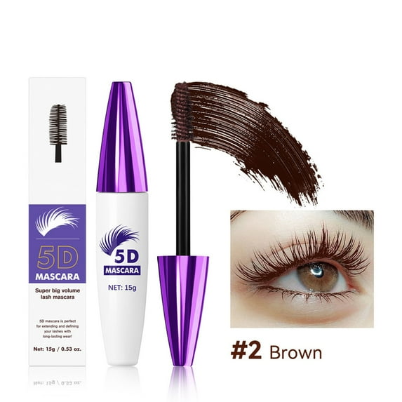 HYLLai 5D Fiber Mascara, Waterproof Volumizing & Lengthening for Clump-Free Lashes, 15g (Brown)