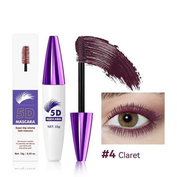 HYLLai 5D Fiber Mascara, Waterproof Volumizing & Lengthening for Clump-Free Lashes, 15g (Purple-B)