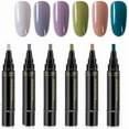 thumbnail image 1 of HYLLai 6 Colors Nail Gel Pen Set, 3-in-1 Base Color & Top Coat, Fast Drying, Portable Nail Art Kit (C), 1 of 5