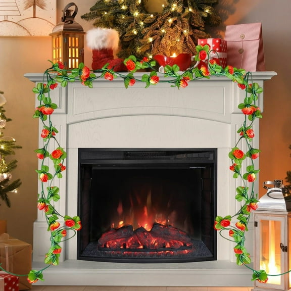 HYLLai 91-Inch Artificial Rose Vine Garland 2-Pack - Lifelike Fake Flower Decor for Wedding, Home Party, and Mantel, Orange