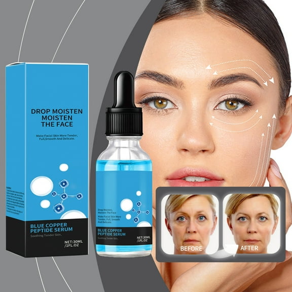 HYLLai Blue Copper Peptide Serum, Anti-Wrinkle, Firming & Brightening Treatment for Youthful Skin, Non-Pigment Formula, 30ml