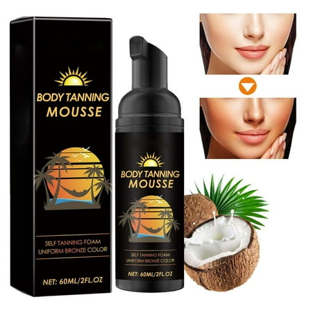 HYLLai Body Tanning Mousse, Sunless Self Tanner for Natural Glow, Easy to Apply, Adjustable Color, 60ml