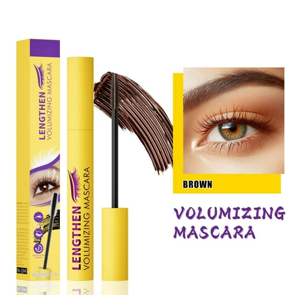 HYLLai Brown Waterproof Volumizing Mascara - Fiber-Enriched for Thicker Lashes, Clump-Free & Smudge-Proof, 10ml
