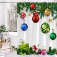 thumbnail image 1 of HYLLai Christmas Ball Shower Curtain with Green Candy Cane Branch Print, Waterproof Polyester Bathroom Decor for Holiday (A), 1 of 6