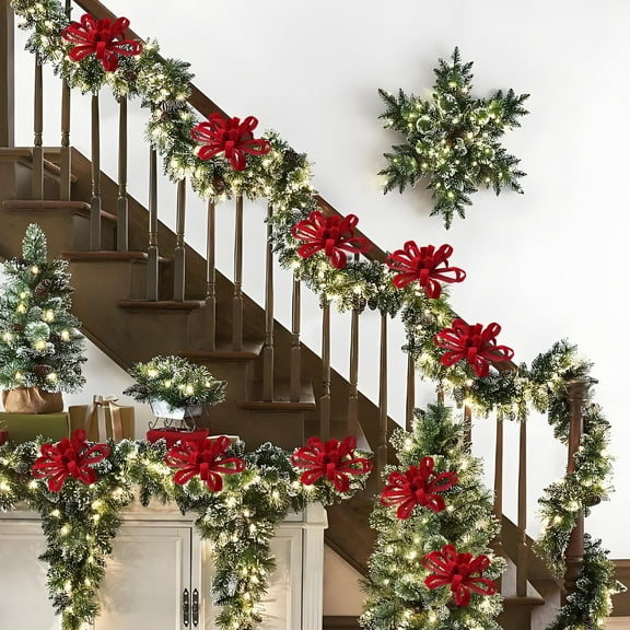 HYLLai Christmas Fabric Red Berry Flower Stems High-End Artificial Cloth Branches for Holiday Home Table Centerpiece Decor, Red