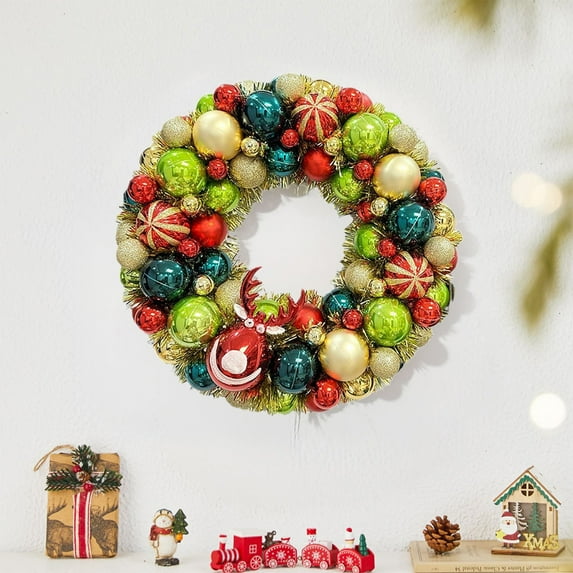 HYLLai Christmas Simulation Leaf Wreath, Green Holiday Door Hanging Decor for Home, Window, and Festive Displays