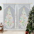 thumbnail image 1 of HYLLai Christmas Tree Curtain with Snowman Design, 78.7x39.4 Inch Polyester Door Decoration, White Lace Style for Holiday Home Decor (A), 1 of 6