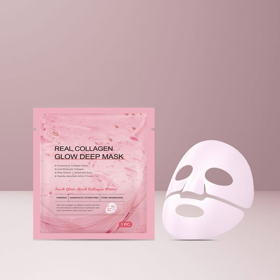 HYLLai Collagen Hydrating Facial Mask for Wrinkle Reduction, Deep Moisturizing & Firming Sheet Mask with Hyaluronic Acid, Anti-Aging & Soothing, 20ml