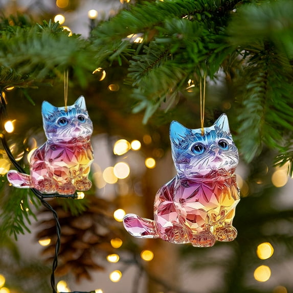 HYLLai Colorful Animal Series Acrylic Hanging Ornament, Christmas Car or Home Decor, Festive Gift for Pet Lovers and Holiday Enthusiasts (B)