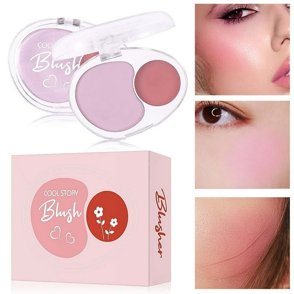 HYLLai Double Powder Blusher Mud Soft And Glutinous Feeling Facial Beautification And Brightening Powder Blusher Cream