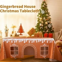 HYLLai Gingerbread House Christmas Tablecloth with Play Cut-Outs, Waterproof Holiday Dining Cover for Interactive Party and Decor, 120*150cm