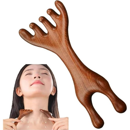 HYLLai Golden Sandalwood Scalp Massager, 5-Claw Acupressure Comb for Relaxation & Hair Growth