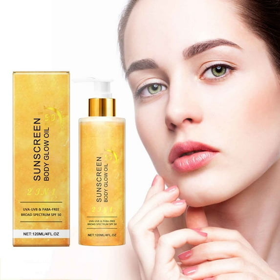 HYLLai Golden Shimmer Sunscreen Body Oil SPF 30 | Waterproof, Glowing, Moisturizing Lotion | 120ml