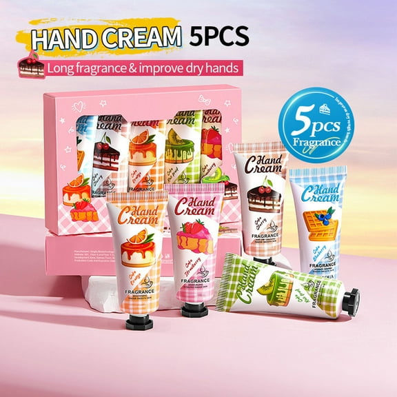 HYLLai Hand Cream Gift Set 5 Pack Fruits Extract Fragrance Moisturizing Hand Care Cream for Dry Crack Skin, Best Gift Kit for Birthday Christma Valentine's Day