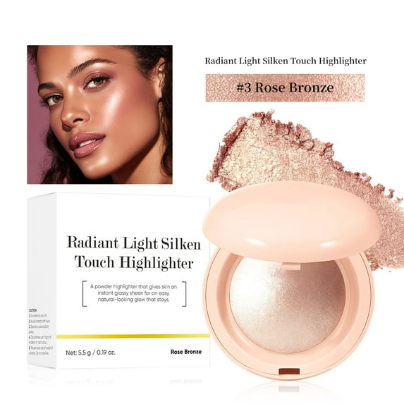 HYLLai Highlighting Blush, Soft Pinch Shimmer Powder, Buildable Color, Long-Lasting Natural Glow for Cheeks & Face (#3 Rose Bronze)