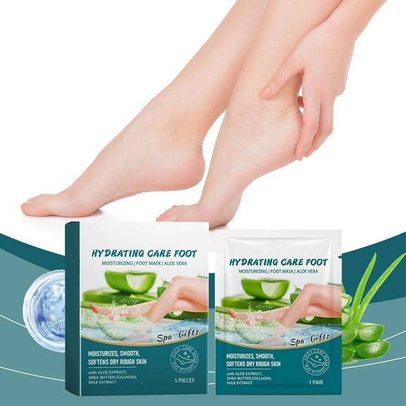 HYLLai Intensive Hydrating Foot Mask, Repair Dry, Cracked Heels, Exfoliate & Soften Feet Overnight, Spa Treatment, Foot Care Spa (Aloe Vera)