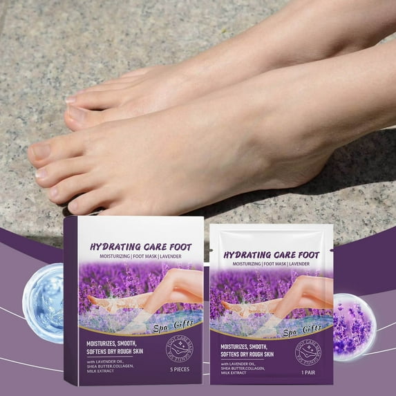 HYLLai Intensive Hydrating Foot Mask, Repair Dry, Cracked Heels, Exfoliate & Soften Feet Overnight, Spa Treatment, Foot Care Spa (Lavender)