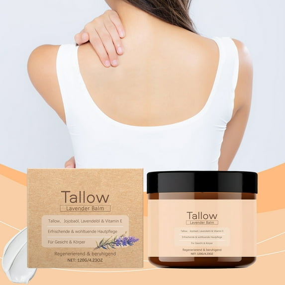 HYLLai Lavender Beef Tallow Moisturizer, Ultra-Hydrating Body Cream for Dry Skin, Fast Absorption & Calming Scent, 120g