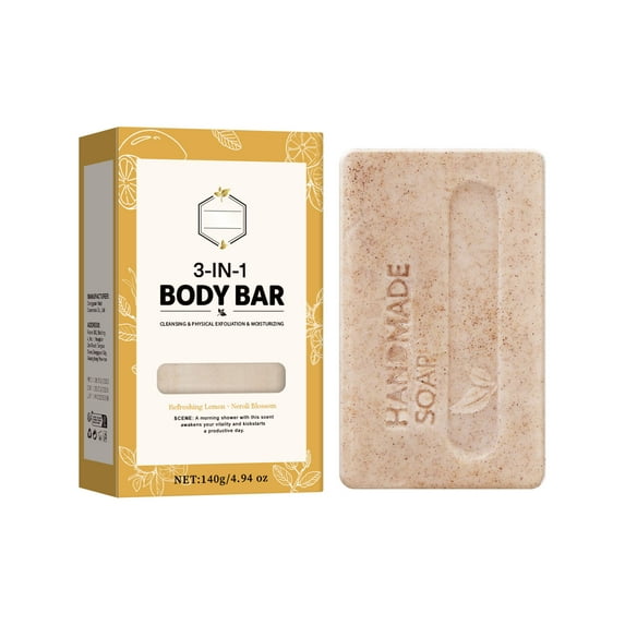 HYLLai Lemon Exfoliating Soap For Men - Moisturizing Soap Gentle Scrub with Argan Oil, Sulfate-Free, 140g