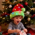 thumbnail image 1 of HYLLai Light Up Santa Hat - Battery Operated Christmas Hat with Colorful Lights, Festive Flock Fabric Headwear for Parties and Photos (B), 1 of 6