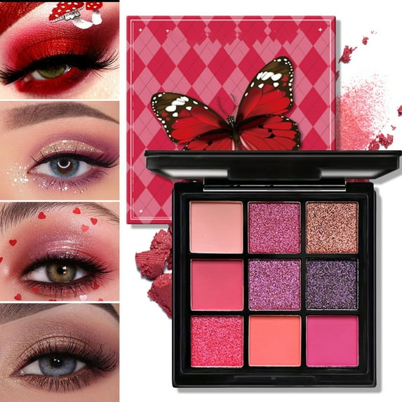 HYLLai Make-up Eyeshadow 9 Color Eyeshadow Disc Nine Red Butterflys Eyeshadow Disc Polarized Green Eyeshadow Disc