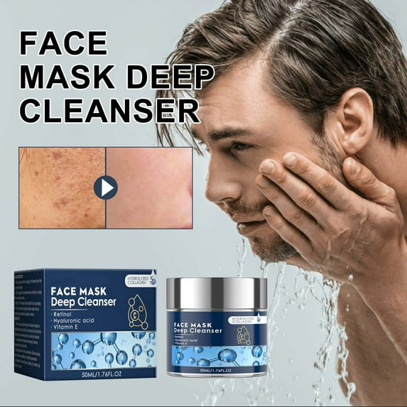 HYLLai Men's Facial Mud Mask - Deep Cleansing, Pore Minimizer, Exfoliating, 50ml, Natural Ingredients for Blackhead Removal & Skin Renewal