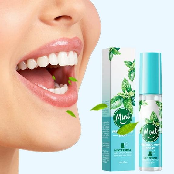 HYLLai Mint Fresh Breath Spray - Natural Oral Freshener for Instant Bad Odor Neutralizer, Pocket-Size, 18ml (Blue)