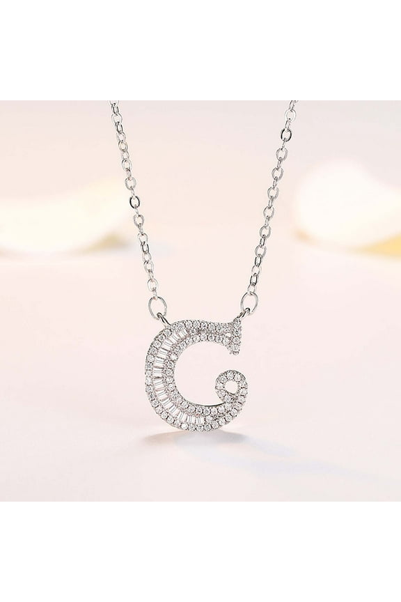 Name Necklace for Women, Customizable Initial Pendant, Silver Plated Chain, Personalized Gift for Mom, Daughter, or Friend (C)
