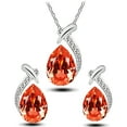 thumbnail image 1 of HYLLai Orange Drop Water Crystal Jewelry Set for Women, Necklace & Earrings with Flash Rhinestones, Elegant Silver Tone, Gift Ready, 1 of 6