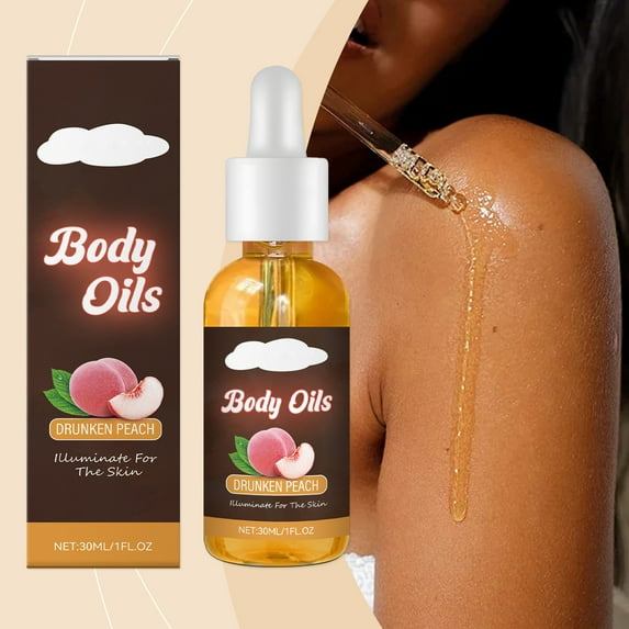 HYLLai Peach Scented Body Oil for Dry Skin, Moisturizing & Firming with Natural Extracts, 30ml