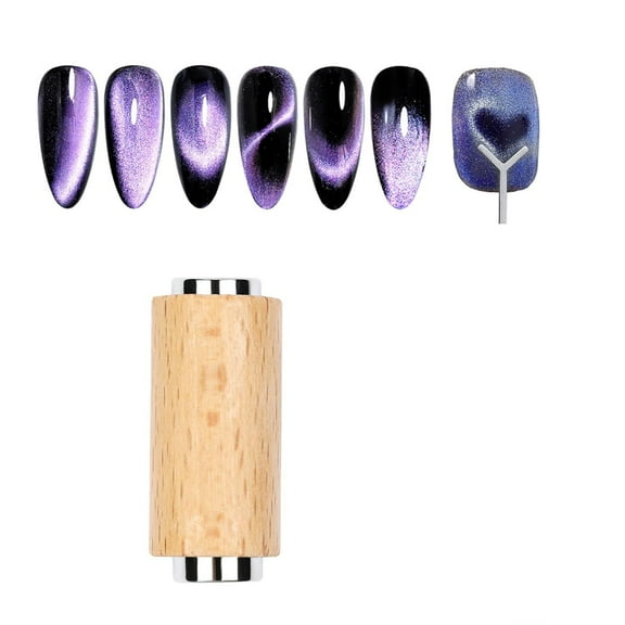 HYLLai Pro Nail Art Magnet Tool, Create French Tips, Heart Designs & Metallic Effects with Wooden Handle