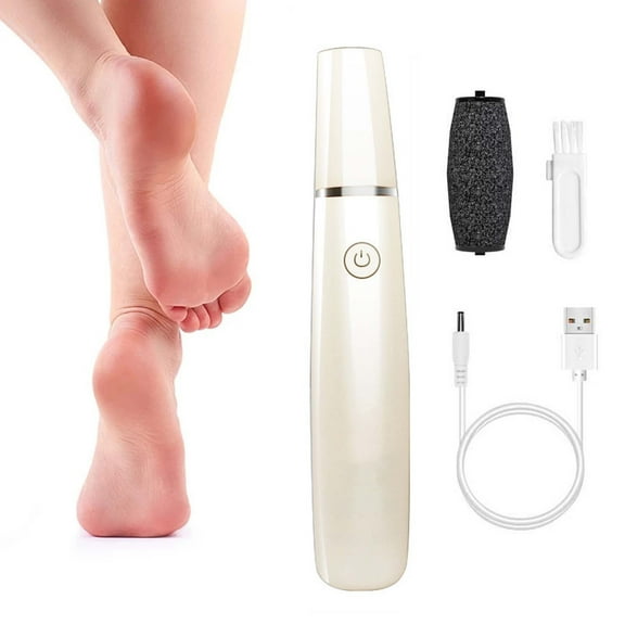 HYLLai Professional Electric Foot File - 2 Speed Settings, 360° Rotating Head, USB Rechargeable Callus Remover (White)