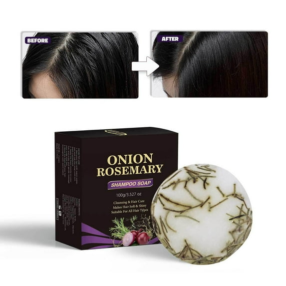 HYLLai Rosemary & Onion Shampoo Bar, Repairs Damaged Hair, Promotes Growth, Sulfate-Free, 100g