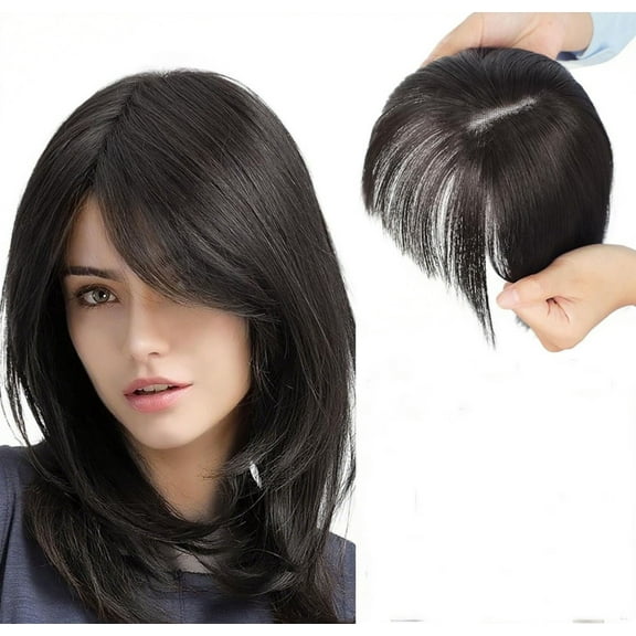 HYLLai Short Wig with Bangs, Natural-Looking Synthetic Hair, Lightweight & Adjustable, Perfect Temple Coverage