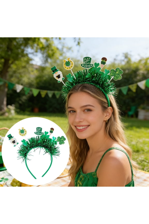 St. Patrick’s Day Shamrock Headband Green Party Hair Accessory for Festival Decor (G)