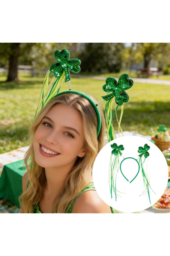 St. Patrick’s Day Shamrock Headband Green Party Hair Accessory for Festival Decor (K)