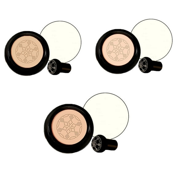 HYLLai Sweat Proof Liquid Foundation Cushion Set 3PCS, Includes Deep, Fair & Natural Shades, Full Coverage, Long-Wearing Refillable Compacts