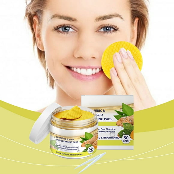 HYLLai Turmeric Cleansing Pads – 50pcs Pre-Soaked Exfoliating Wipes for Acne & Dullness – 10ml