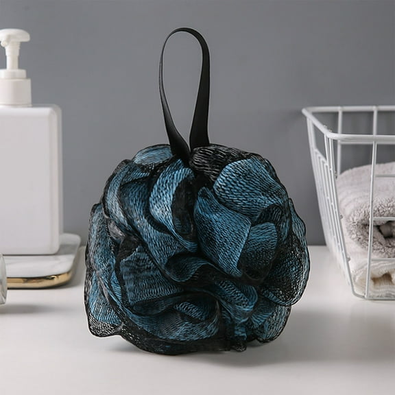 HYLLai Two-tone Spa Bath Sponge, Loofah Sponges with Exfoliating Gloves, Gift-Ready Bath & Body Wash Accessories (Blue)