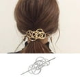 thumbnail image 1 of HYLLai Vintage Hollow-Out Hair Pin, Silver Alloy Hair Slide for Updos, Bridal or Daily Use, 6.3” Elegant Hair Jewelry (A), 1 of 5