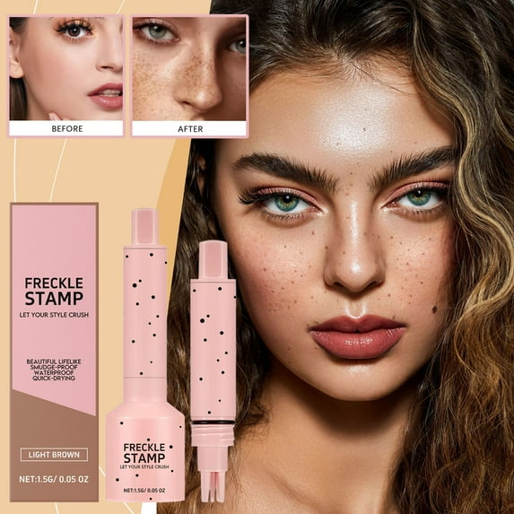 HYLLai Waterproof Freckle Stamp Pen, Matte Finish for Natural-Looking Fake Freckles, Sweat-Proof & Quick-Drying, Suitable for All Skin Tones (Light brown)