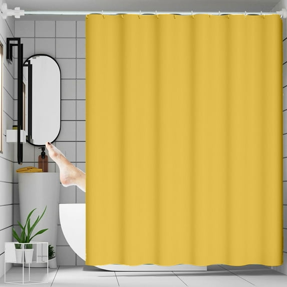 HYLLai Waterproof Shower Curtain Mildew Proof Bathroom Partition with Frosted Texture Punch-Free Installation, Yellow