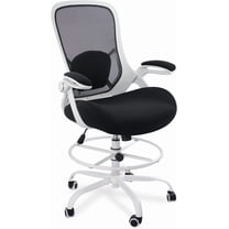 HYLONE 400lbs Heavy Duty Drafting Chair 5" Thickened Seat Office Chair with Flip-Up Armrests Tall Ergonomic Computer Chair with Lumbar Support and Adjustable Footrest Ring Standing Desk Chair (Black)