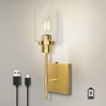 thumbnail image 1 of HYMELA Battery Operated Wall Sconce,Matte Gold Rechargeable Wall Light Fixtures for Bathroom Hallway Kitchen Mirror,Bulb Included, 1 of 9